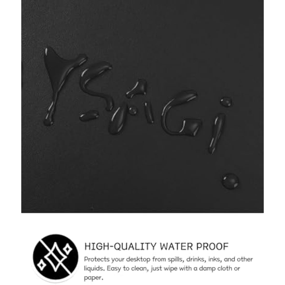YSAGi Non-Slip Desk Pad, Waterproof PVC Leather Desk Table Protector, Ultra Thin Large Mouse Pad, Easy Clean Laptop Desk Writing Mat for Office Work/Home/Decor (60 x 35 cm, Black)