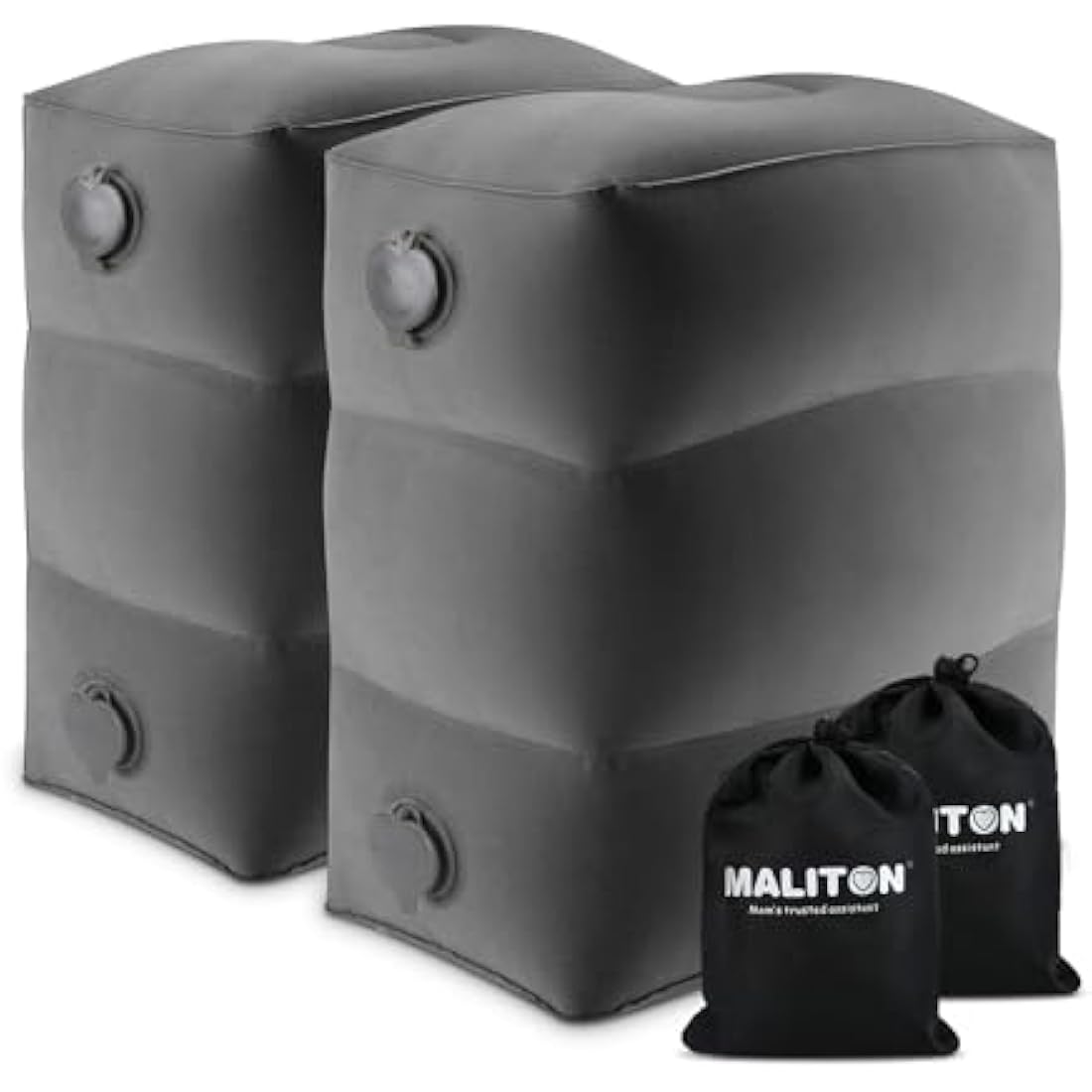 Maliton Airplane Footrest, Inflatable Foot Rest for Kids, Adjustable Height Travel Pillow On Airplanes, Cars, Office, Toddler Travel Essentials (Dark Grey, 2 Pack