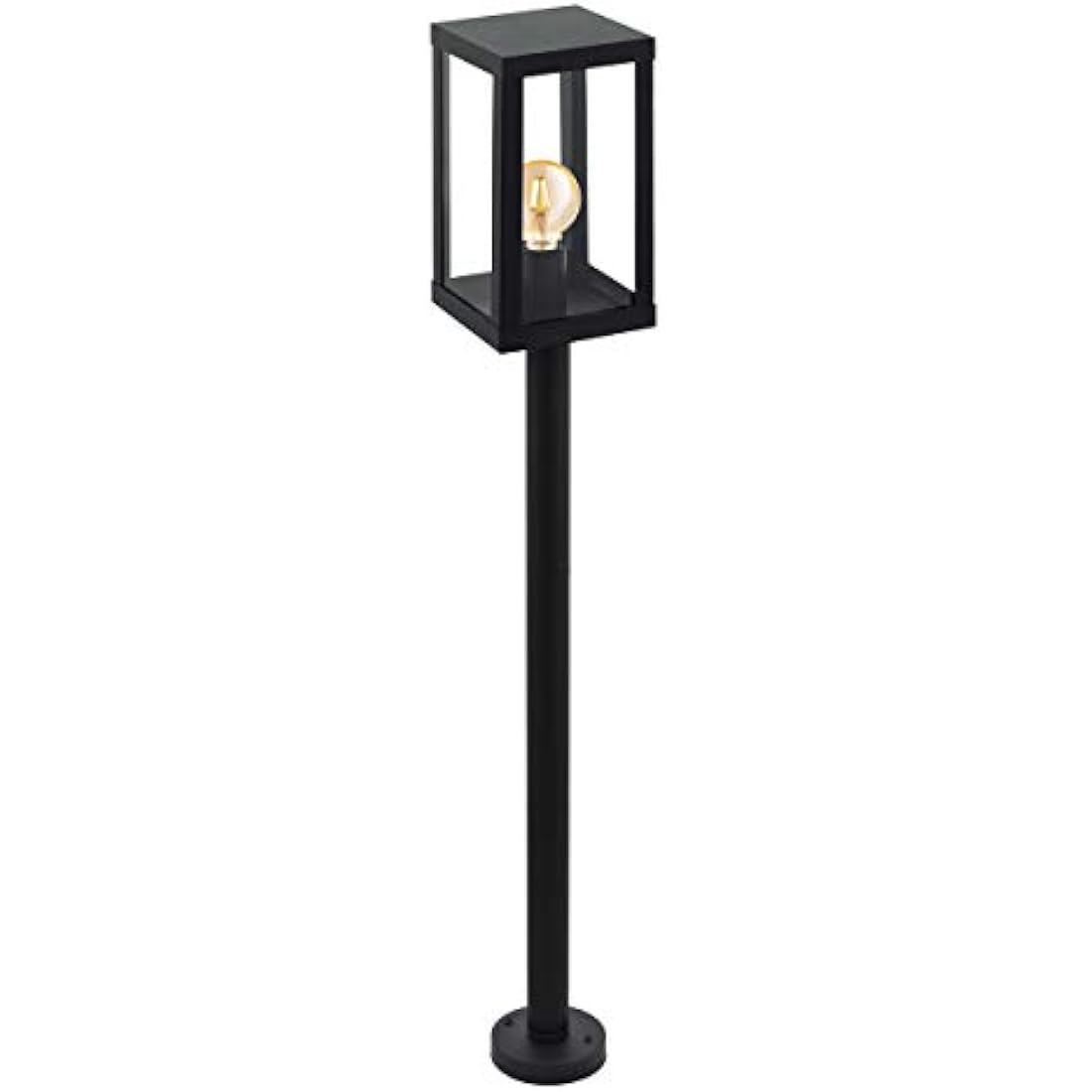 Eglo Alamonte 1 Outdoor Lamppost, Black Glavanized Steel and Clear Glass Driveway Light, Electric Garden Lighting, E27 Socket, IP44