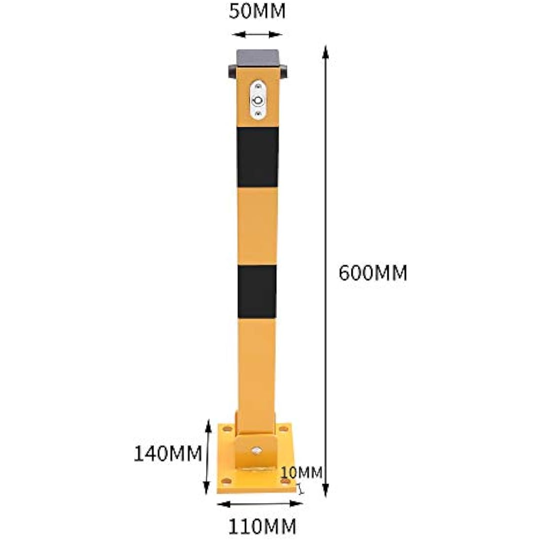 TOPWAY Car Parking Space Lock Bollard, Yellow and Balck Lockable Fold Down Car Parking Barrier Post, Private Car Park Driveway Guard Saver Blocker, Upper Lock, 60cm Height 161892