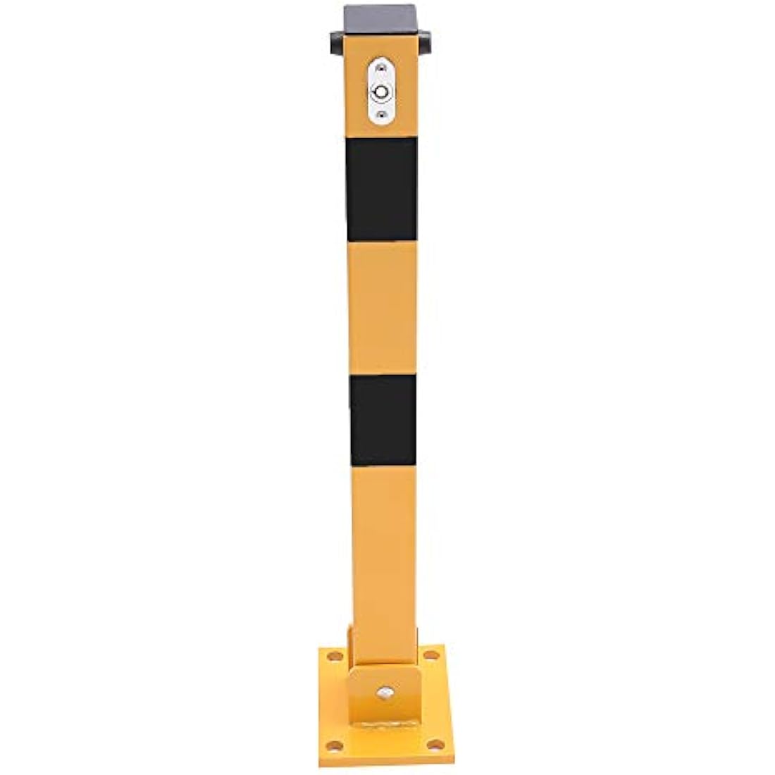 TOPWAY Car Parking Space Lock Bollard, Yellow and Balck Lockable Fold Down Car Parking Barrier Post, Private Car Park Driveway Guard Saver Blocker, Upper Lock, 60cm Height 161892