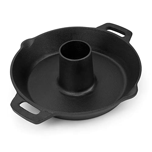 onlyfire Cast Iron Chicken Roaster Stand, BBQ Poultry Roaster Pan with Pour Spout and Handle, Barbecue Accessory for Grill and Oven