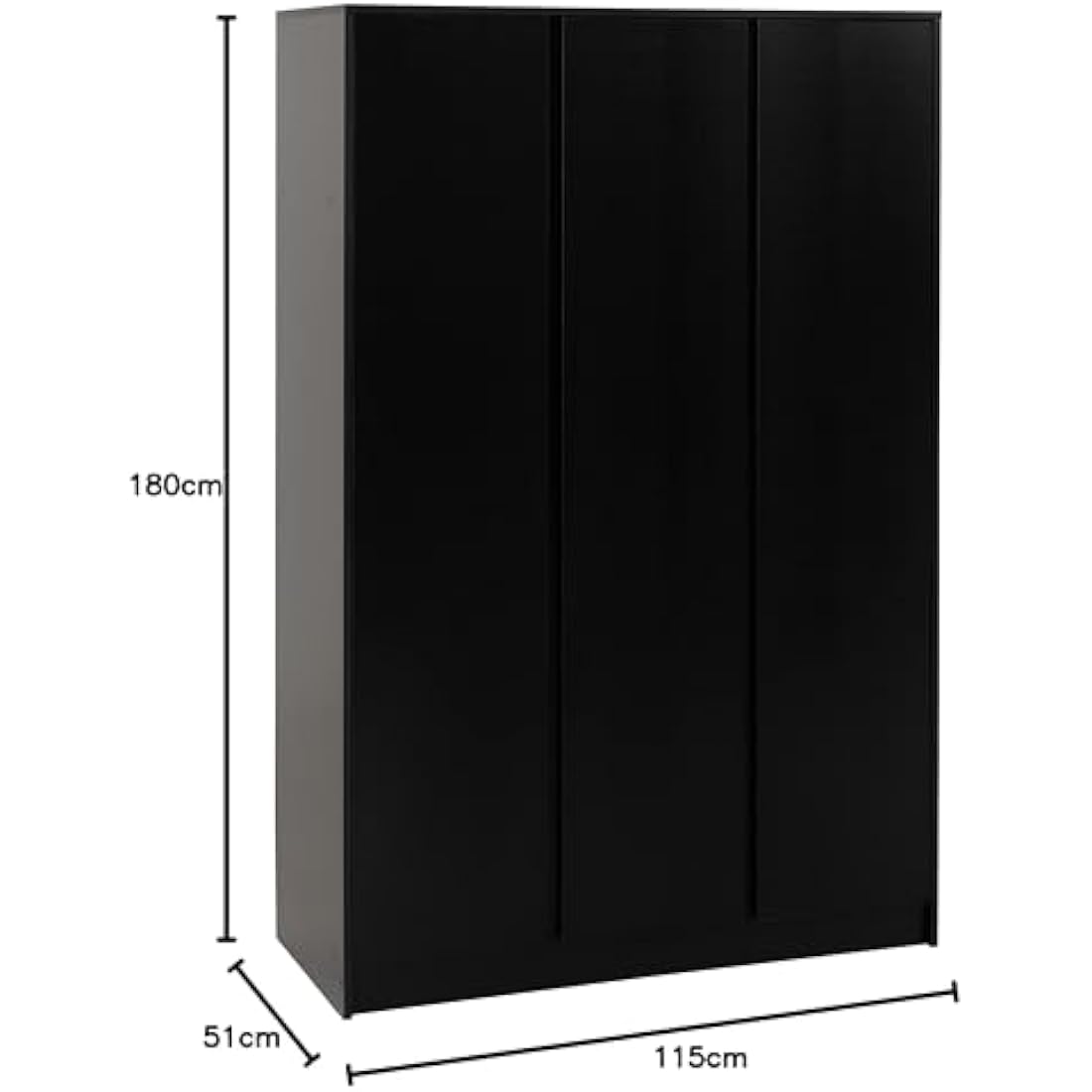Seconique Malvern 3 Door Wardrobe in Black