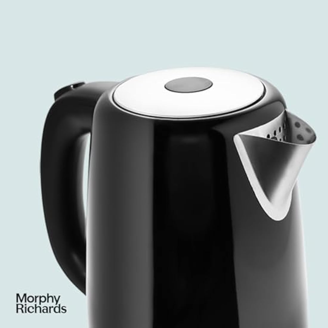 Morphy Richards Equip Kettle, 1.7L, 3Kw Rapid boil, Removeable Limescale Filter, Easy View Water Gauge, Stainless Steel Case, Black, 102783