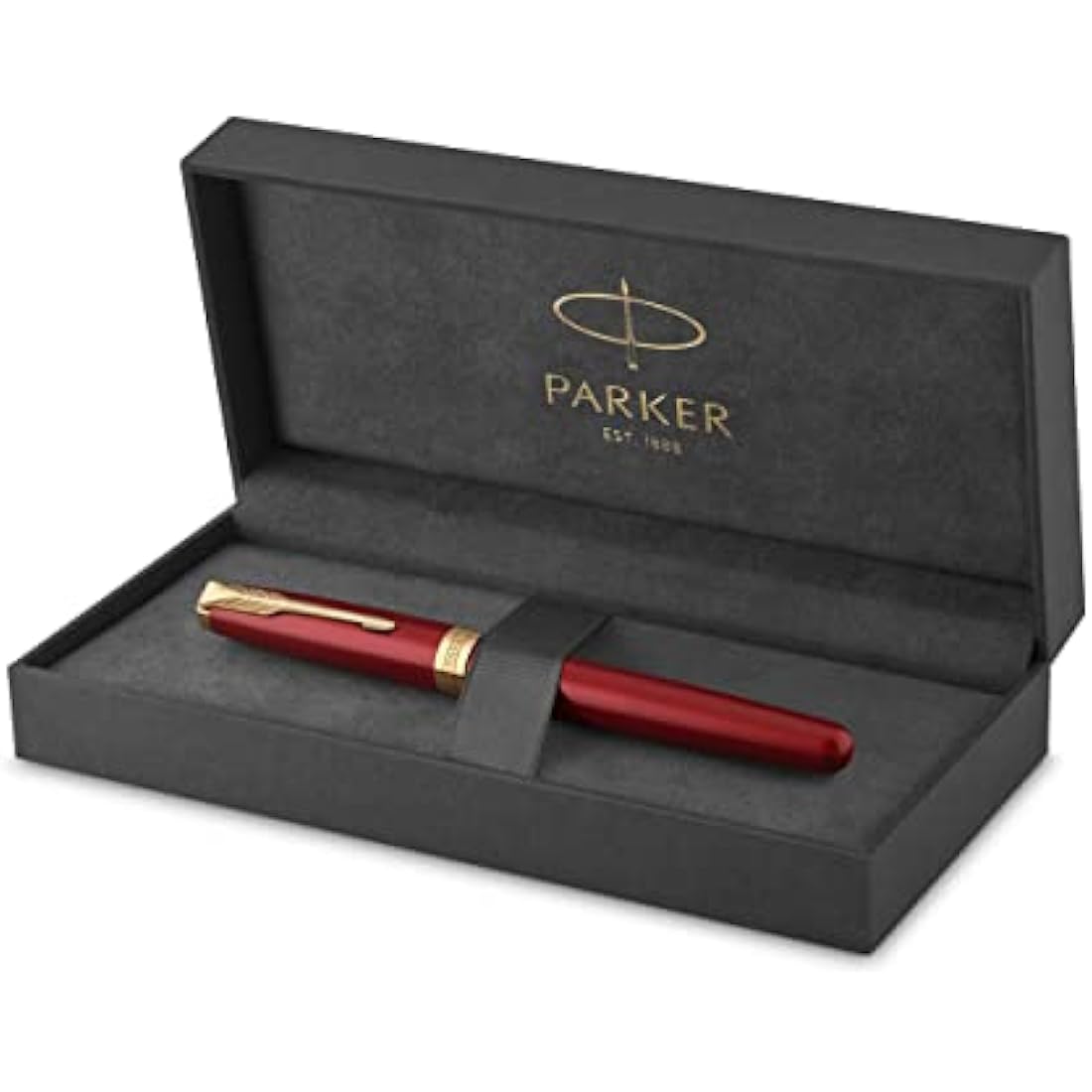 Parker Sonnet Fountain Pen | Red Lacquer with Gold Trim | Medium Nib | Gift Box