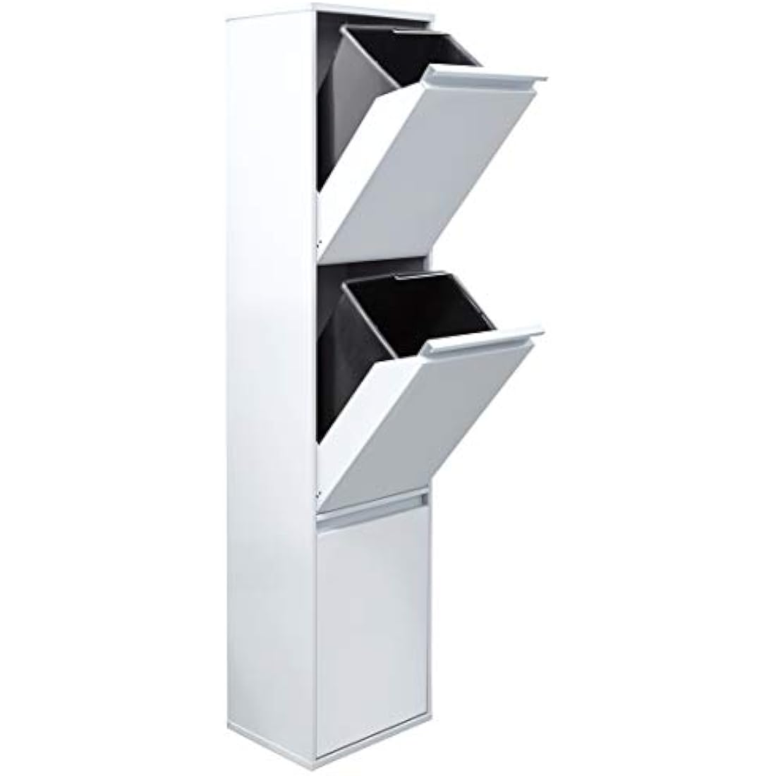 Arregui Basic CR301-B 3-Compartment Steel Trash and Recycling Bin | 3x17L (51L) | Kitchen Trash Bins | Recycling Bins for Home or Office | White