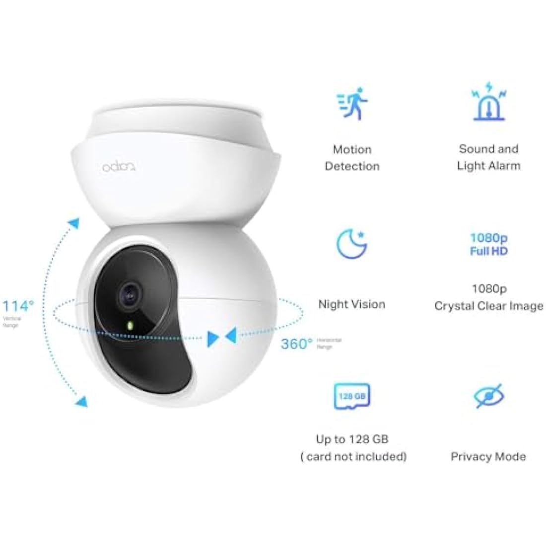 Tapo C200 1080p Pan/Tilt Indoor Camera, Baby Monitoring, Motion Detection, Customizable Privacy Mode, 2-Way Audio, Night Vision, Cloud and Local Storage, Works With Alexa and Google, No Monthly Fee
