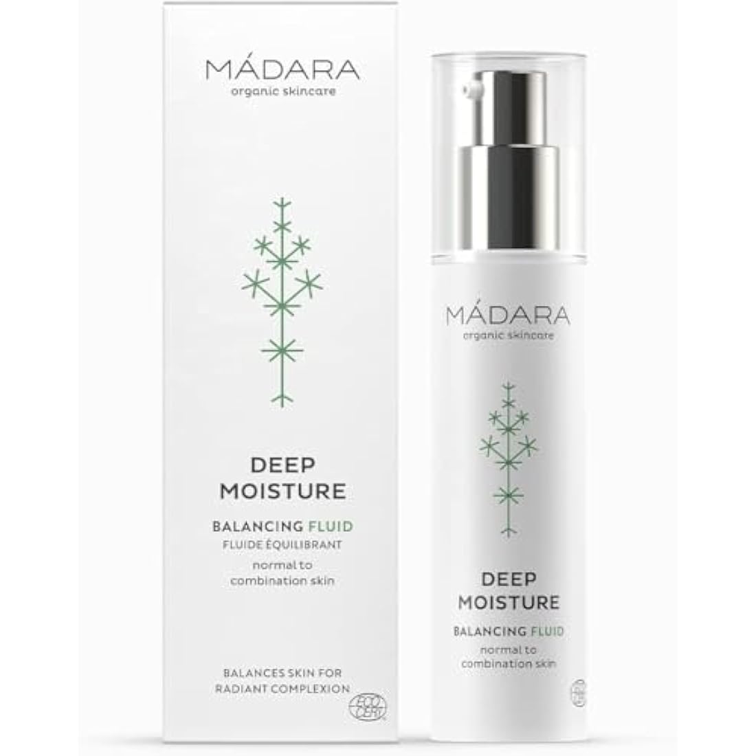 MÁDARA Deep Moisture Fluid - Organic Balancing Skincare for Normal & Combination Skin, 24-Hour Hydration & Radiant Complexion, Lightweight Formula, 50ml