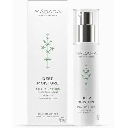MÁDARA Deep Moisture Fluid - Organic Balancing Skincare for Normal & Combination Skin, 24-Hour Hydration & Radiant Complexion, Lightweight Formula, 50ml