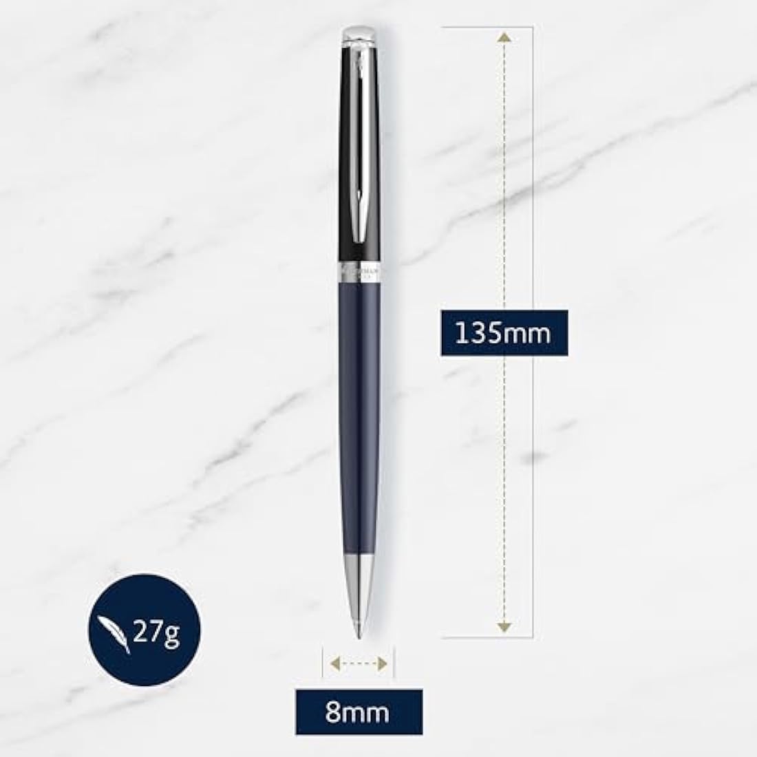 WATERMAN Hémisphère Ballpoint Pen | Black & Blue Lacquer with Palladium Coated Trim | Medium Point | Blue Ink | Gift Box