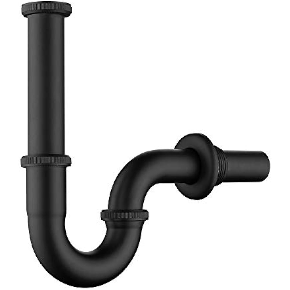 P Trap 1 1/4" x 32mm, Keymark Brass Universal Sink Waste Traps with Extra Long Extension Tube and Wall Pipe, Matte Black
