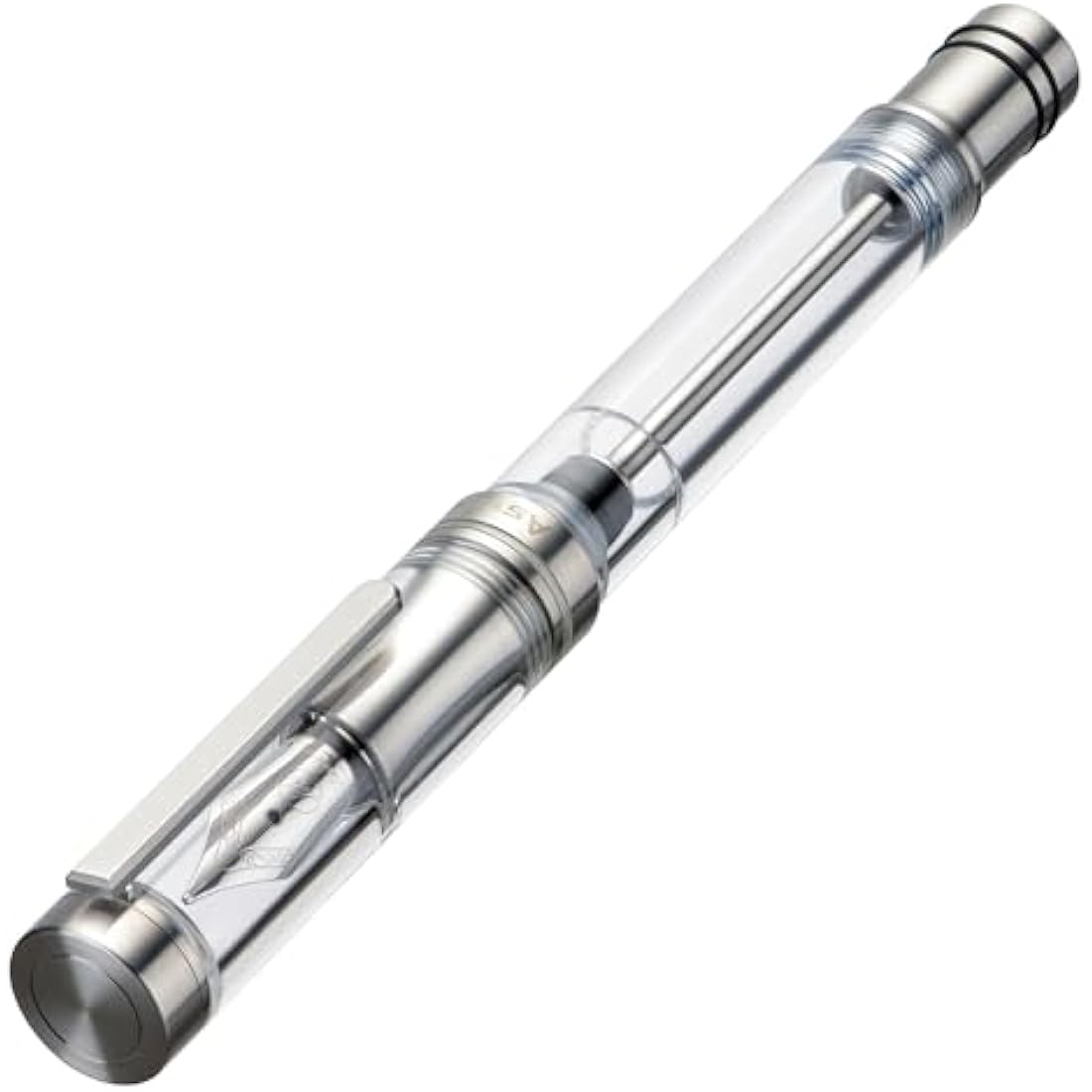 Asvine Vacuum Filling Fountain Pen Luxury Titanium Fine Point Pen V200 Series, Clear Demonstrator Smooth Writing Pen Gift Case