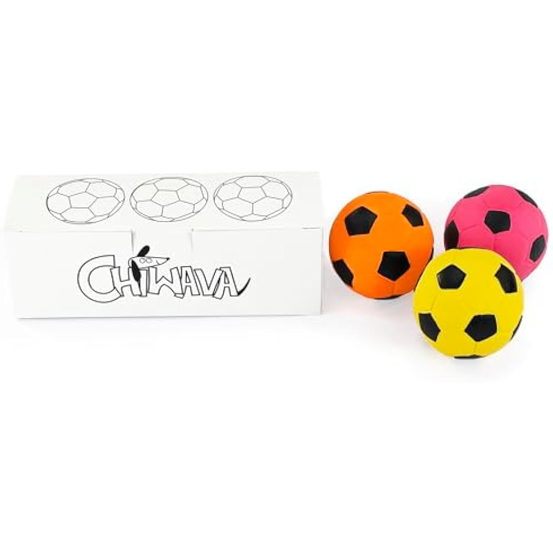 CHIWAVA 3PCS 2.7'' Squeak Latex Dog Toy Football Chew Fetch Throw Ball for Medium Dogs Interactive Play