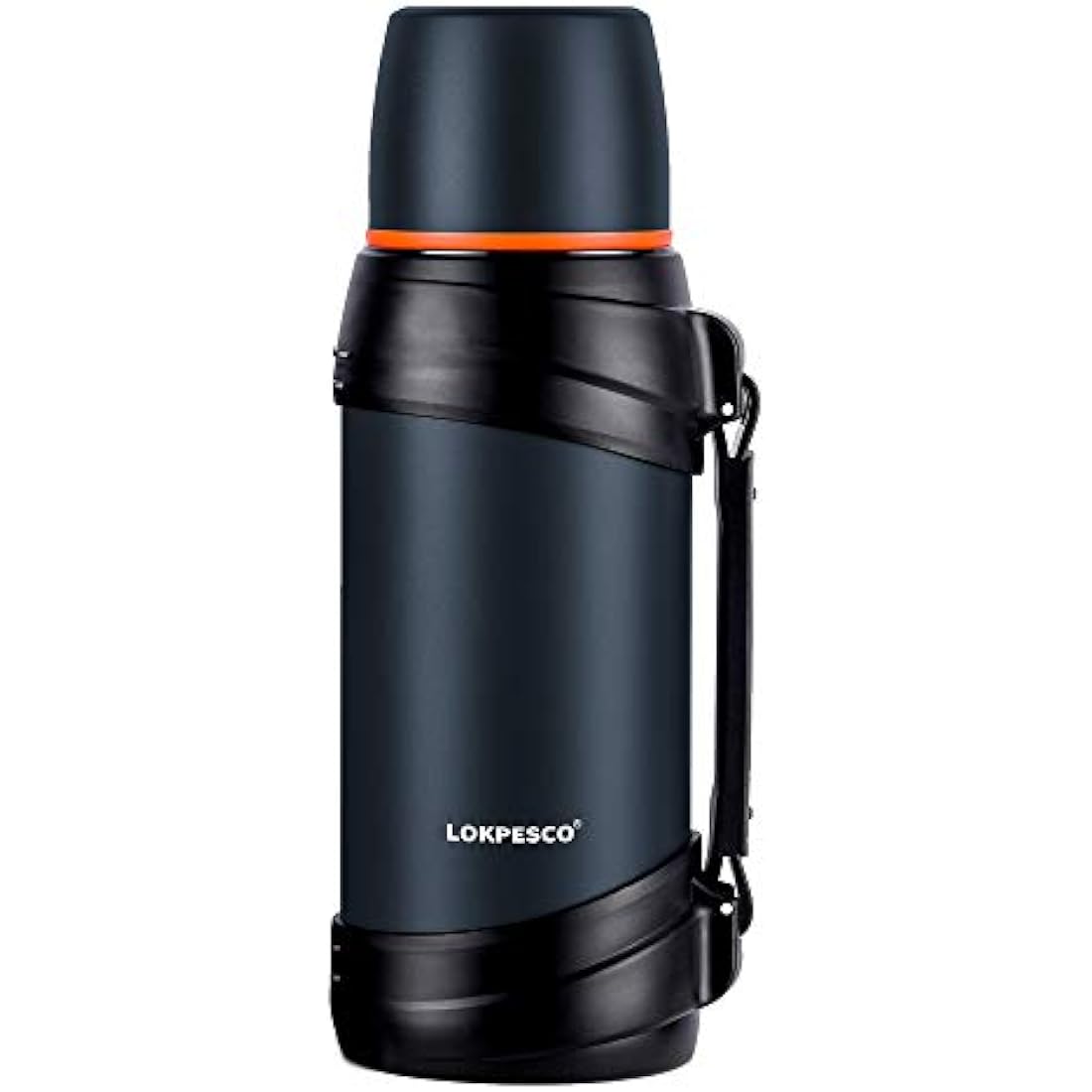 LOKPESCO Travel Flasks for Hot and Cold Drinks 2L/70oz, Stainless Steel Vacuum Insulated Flask, Thermal Carafe Flask, Hot Water Bottles with Drinking Mug for Hiking/Camping and More (Navy, 2L)