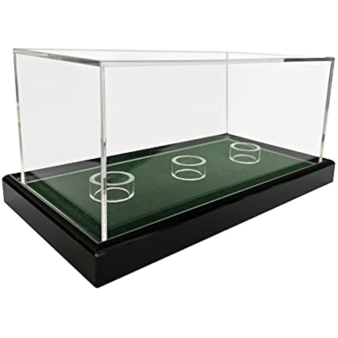 LL-Golf Large universal acrylic display case 22x12x10.5 cm / showcase with green velvet for model car 1:24, 1:32, tennis ball, baseball, 3 golf balls, minifigures, models, clock, minerals