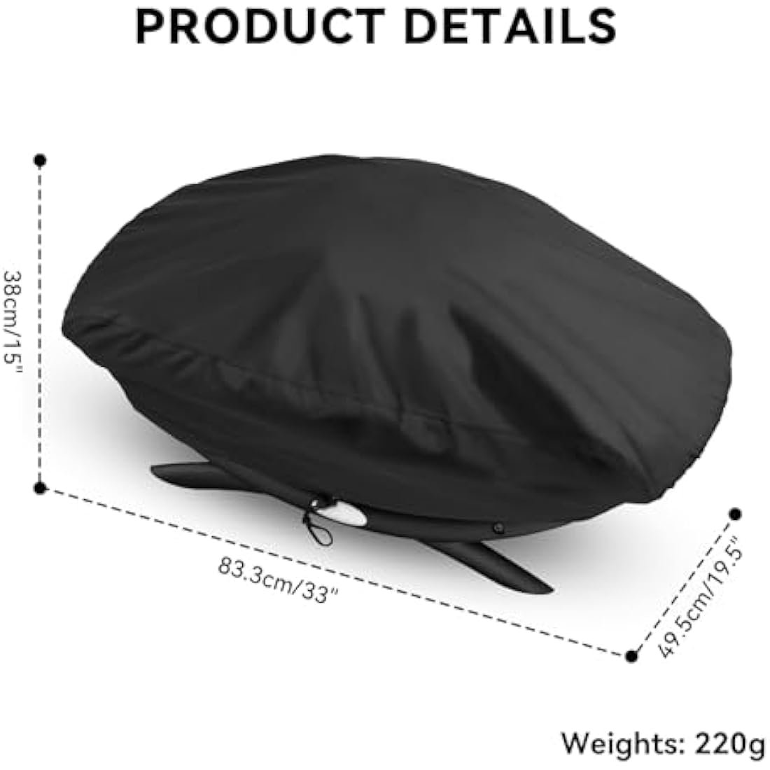 Onlyfire BBQ Gas Grill Cover fit for Weber Baby Q, Q200 Q220 and Q2000 Gas Grills,Black