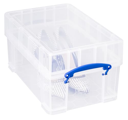 Really Useful Box Plastic Storage 9 Litre Clear with XL Lid (Pack of 4)