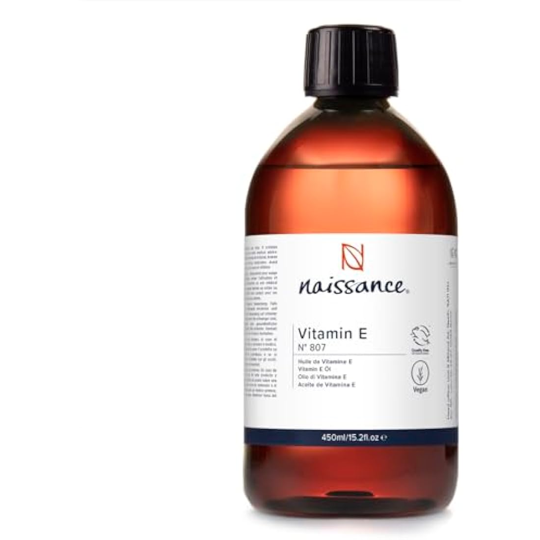 Naissance Vitamin E Oil (no. 807) 450ml - for Skin, Face, Hair Growth, Scalp, Nails, Cuticles, Scars - Natural & Plant-based