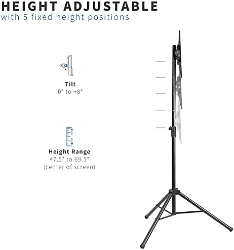 VIVO Black Tripod LCD LED Flat Screen TV Display Floor Stand, Portable Height Adjustable Mount
