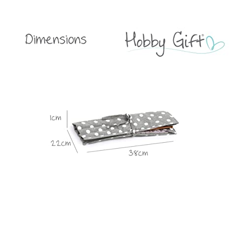 Hobby Gift Knitting Pin Wrap, Filled, Grey Linen Polka Dot