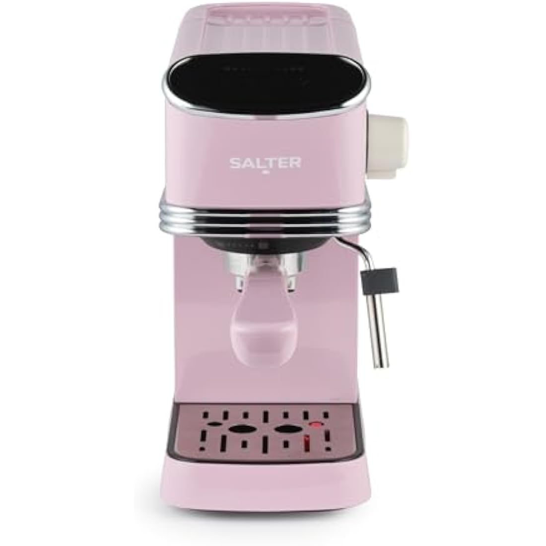 Salter Retro Espresso Machine – Pink Coffee Machine with Milk Frothing Wand, Cappuccino/Latte, 20-Bar Pressure Pump, 1.35L Water Tank, Ground Coffee, Single/Double Shot, Digital LED Display, 1350W