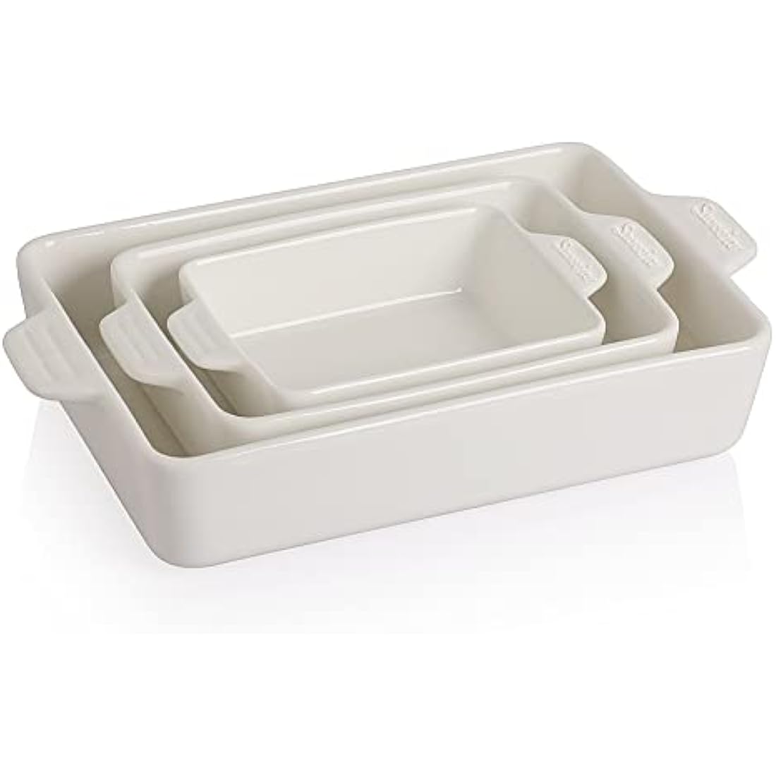 Sweejar Home Ceramic Bakeware Set, Rectangular Baking Dish Lasagna Pans for Cooking, Kitchen, Cake Dinner, Banquet and Daily Use, 30 x 20 x 7 cm of Casserole Dishes (White)