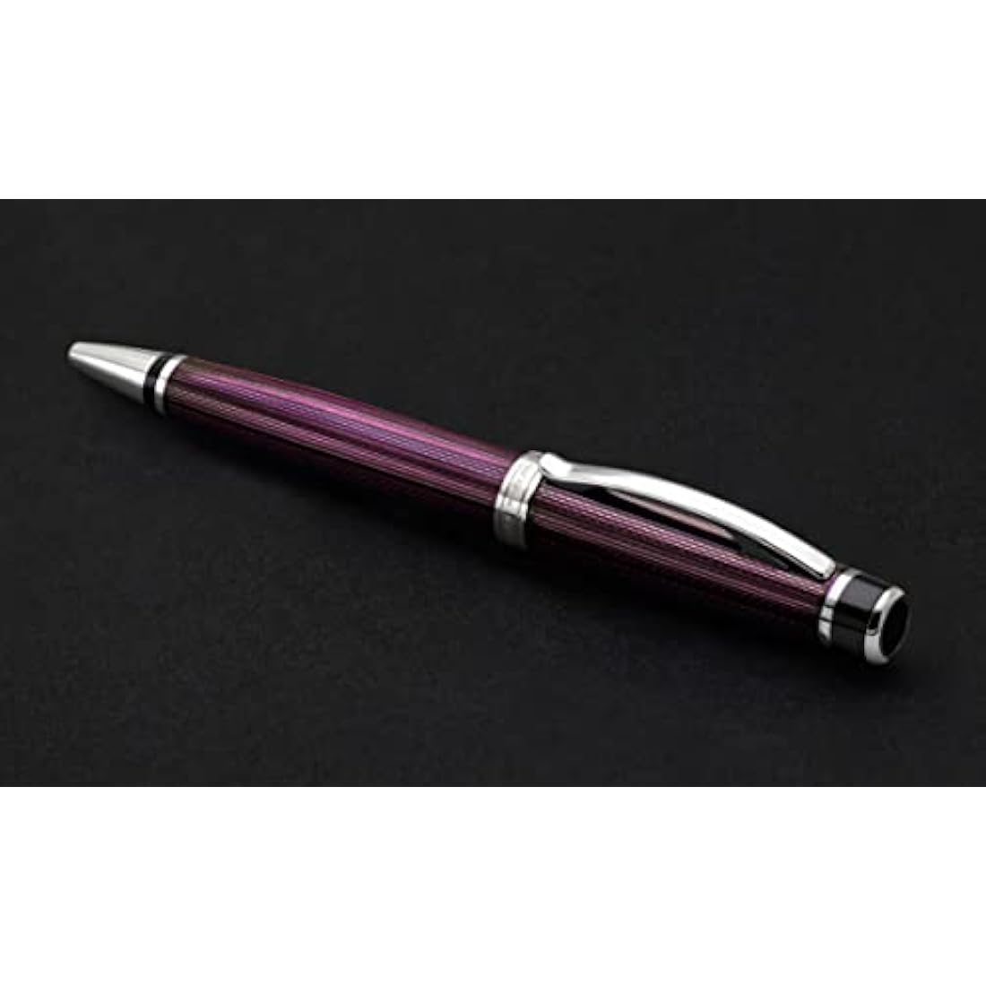 Xezo Incognito Brass Ballpoint Pen in Purple Metallic Color, Diamond-Cut Engraved, Serial, Platinum Plated Parts (Incognito Purple B-2)
