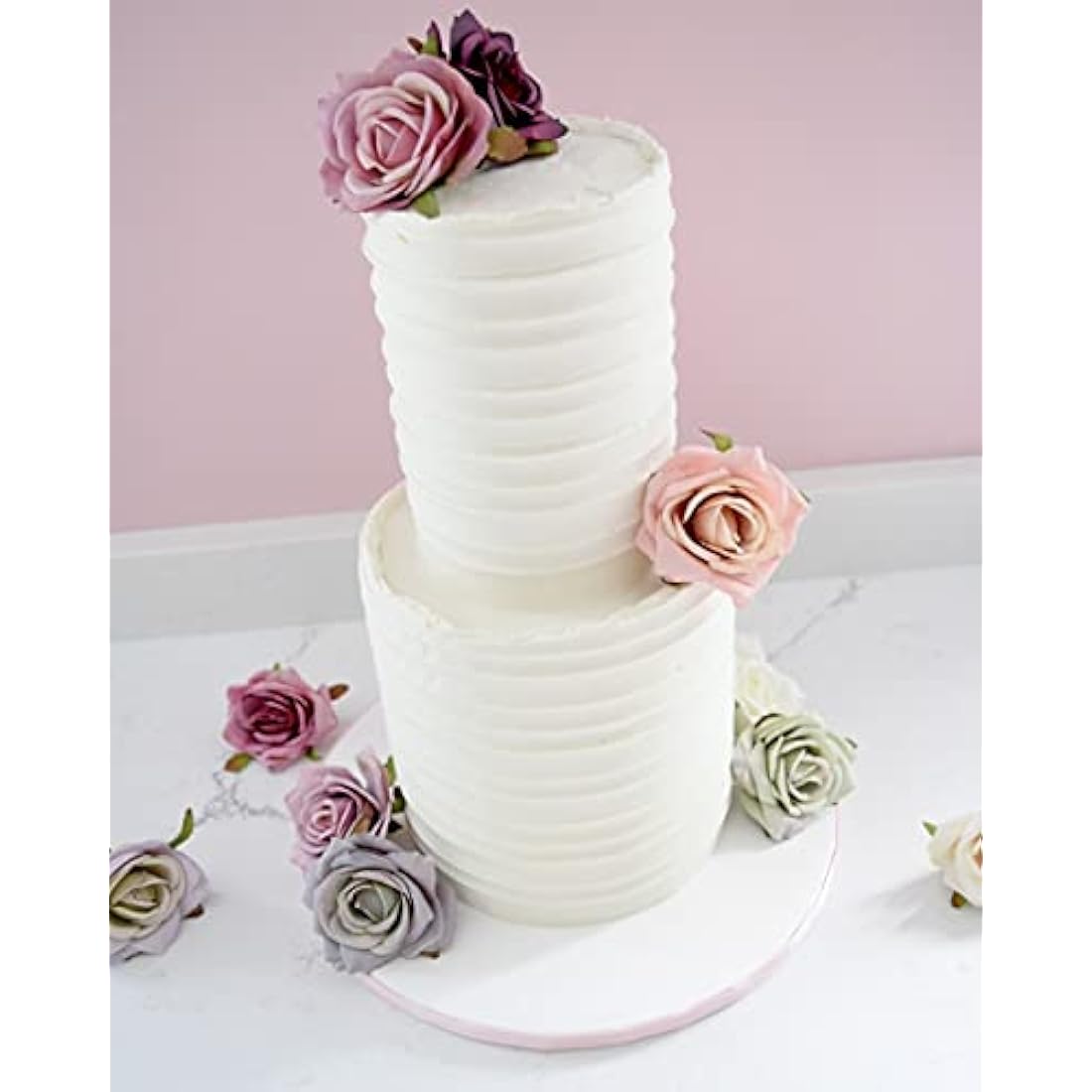 The Baked Studio - 10 Pieces Artificial Flower Silk Rose Head Realistic Flowers for DIY Wreath Craft Cake Living Room Home Wedding Accessories and Decoration (MIXED)