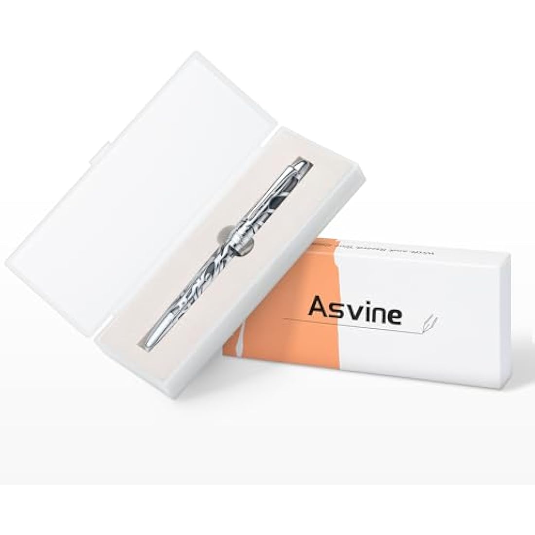 Asvine P80 Piston Filling Fountain Pen Fine Nib, Spider Skeleton Transparent Gray Acrylic Pen Case and Wrench Set