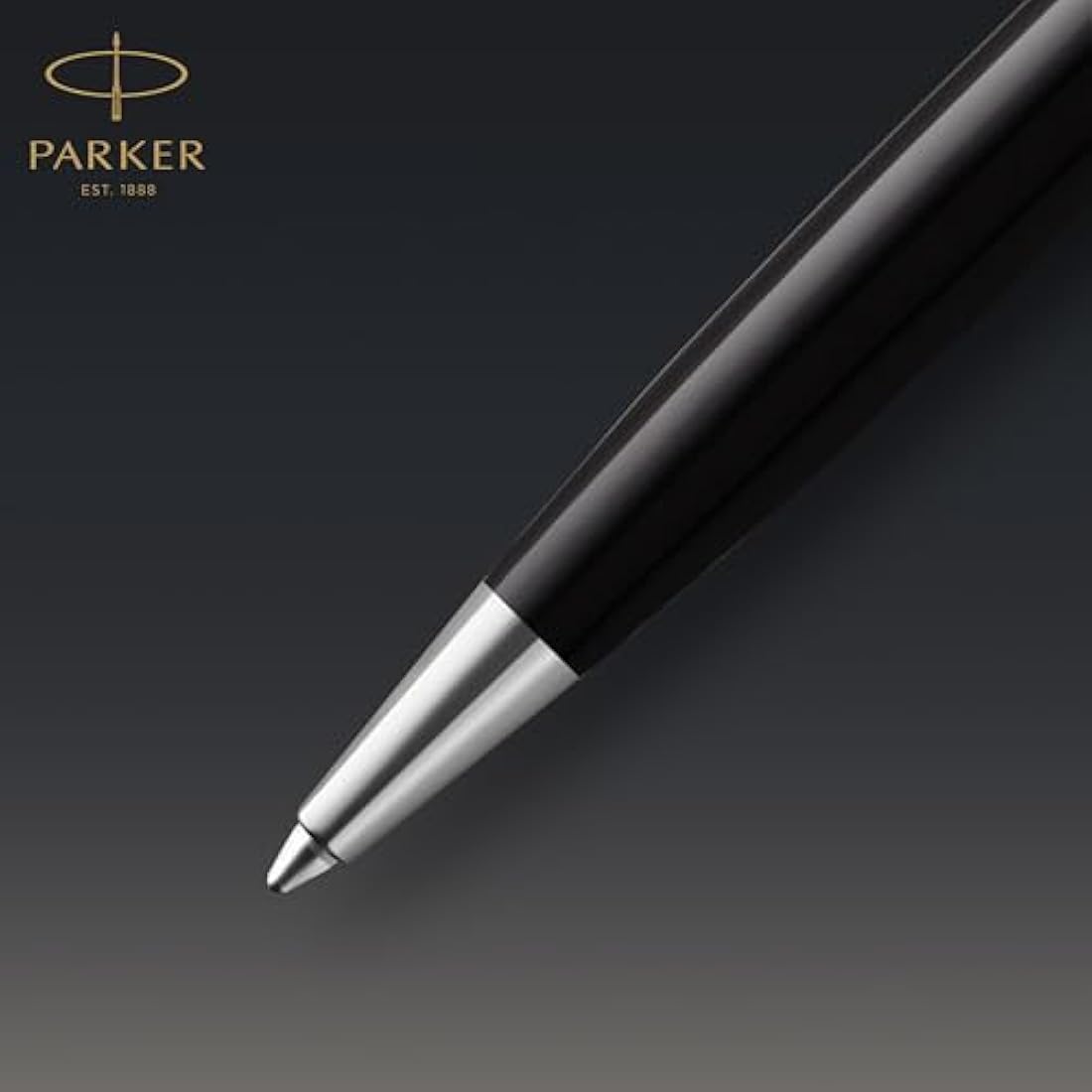 PARKER Sonnet Ballpoint Pen | Premium Metal and Black Gloss Finish with Gold Trim | Medium Point with Black Ink Refill | Gift Box