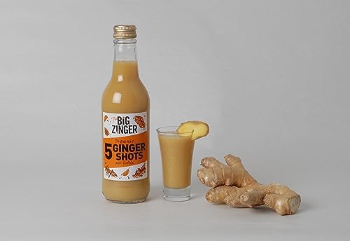 Big Zinger Ginger 6x330ml - 30 shots - Organic plant based shots with 18.4g pressed juice - Natural kick - No added sugar