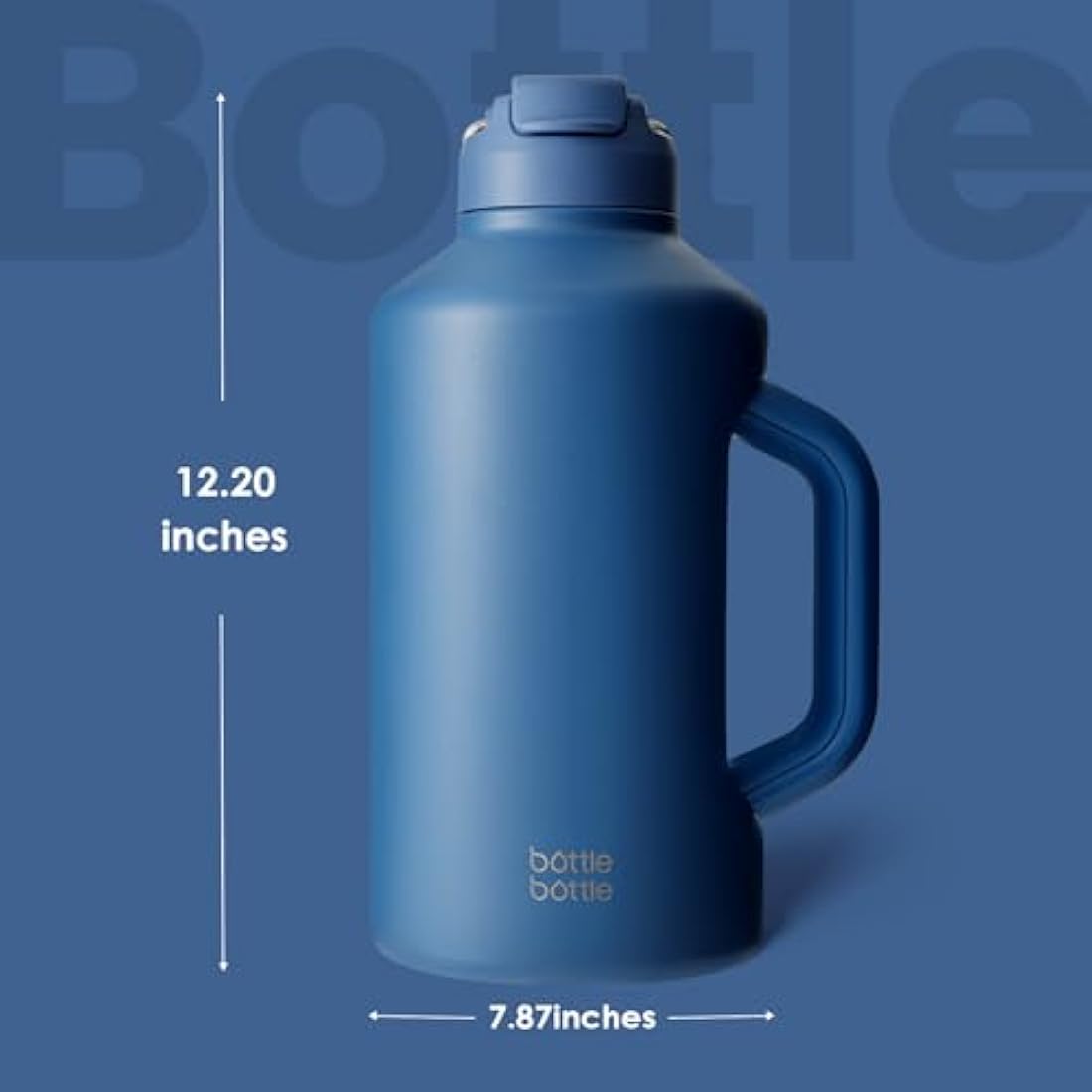 BOTTLE Insulated 64 oz Stainless Steel Water Bottle with Straw and Dual-use Lid for Men - Vacuum Jug for Workout, Gym, Soccer and Sports (Blue)