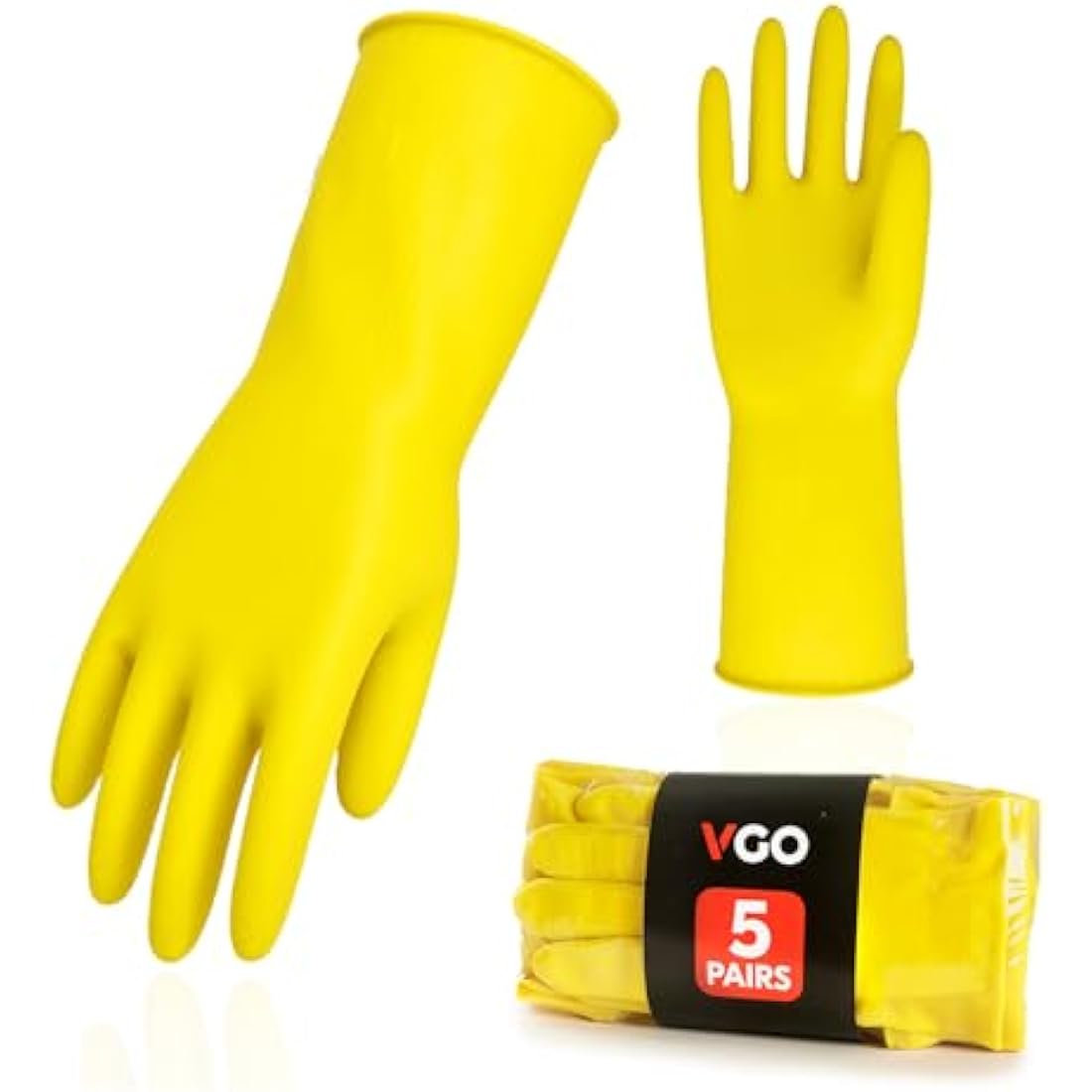 Vgo... Reusable Household Gloves, Dishwashing gloves, Extra Thick, Long Sleeves, Kitchen Cleaning/Painting/Gardening/Pet Care
