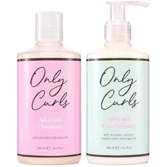 Only Curls Cleansing Bundle, 300ml x2, Curly Hair Shampoo and Conditioner, Sulphate-free, Nourishing, Gentle & Detangling, Hydrated & Frizz-Free, Vegan & Cruelty Free, For All Curly Hair Types