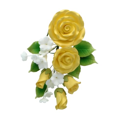 Large Gold Rose Sugar Flower Anniversary Wedding Cake Spray Gum Paste