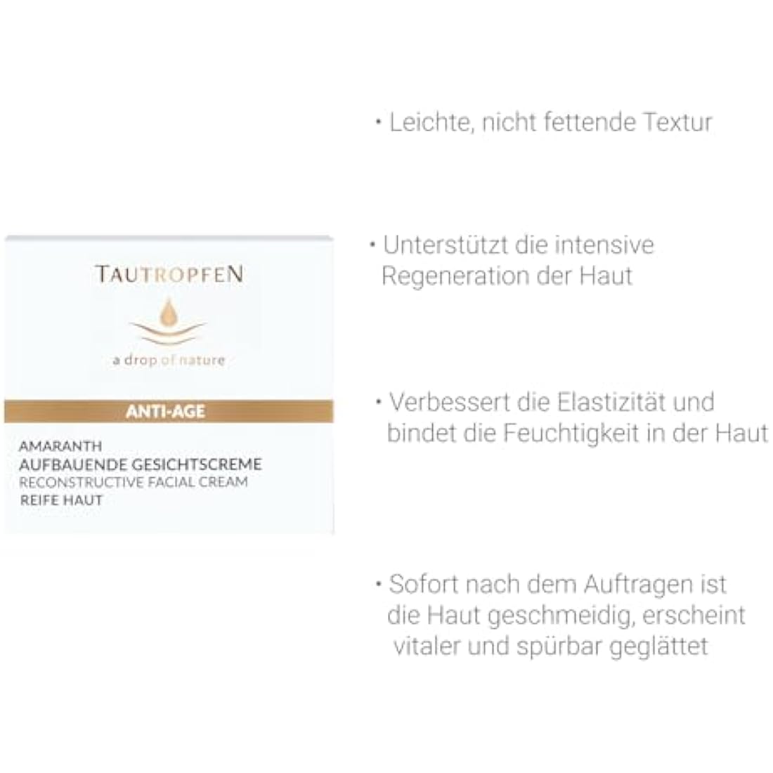 Tautropfen Amaranth Anti-Age Solutions, Reconstructive Facial Cream For Mature Skin, 50 Milliliter
