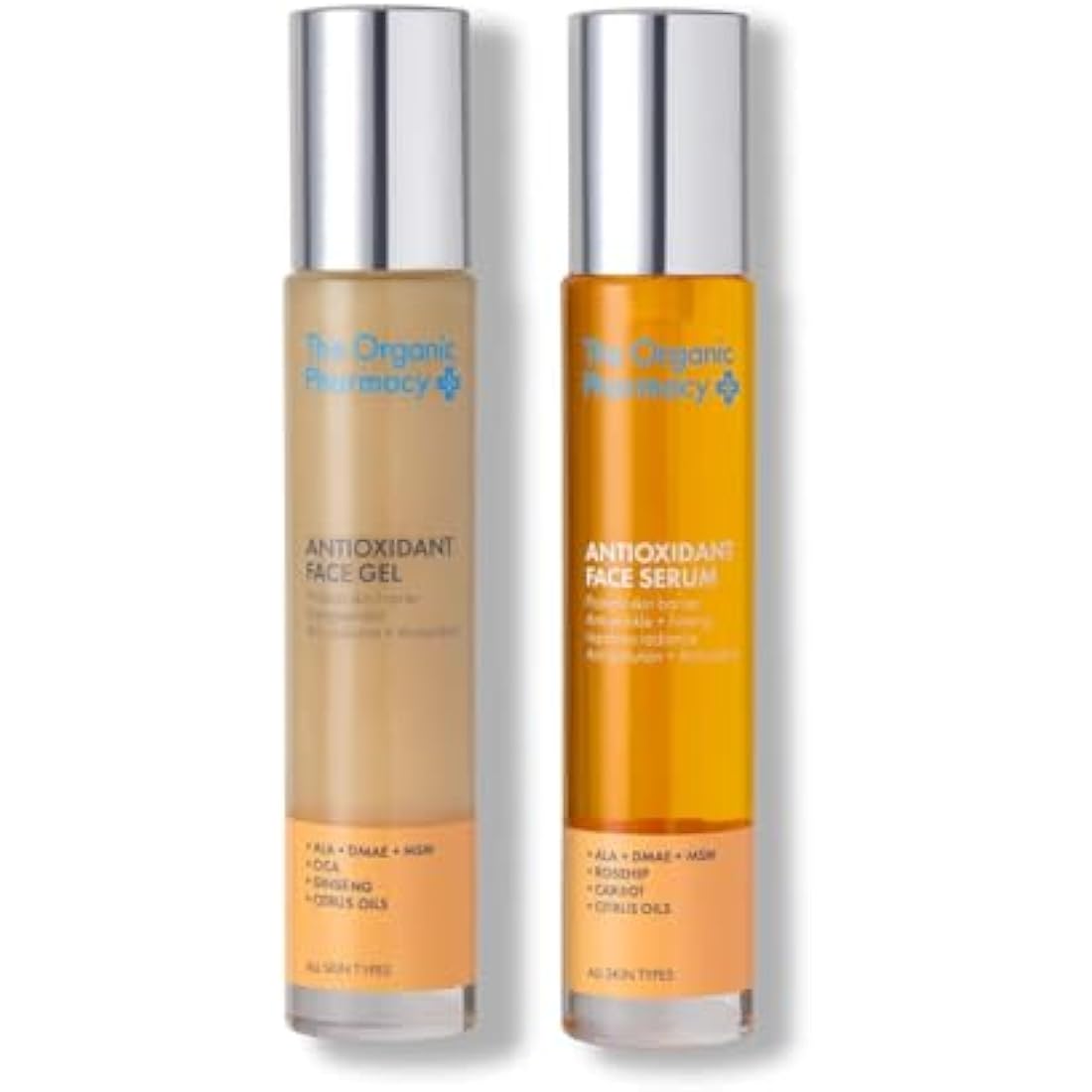 The Organic Pharmacy Antioxidant Face Duo, 35ml x 2* - Gel and Serum Duo - "Face Lift in a Bottle" - Anti-ageing action - Antioxidants and Vitamin Rich Oils - Up to 99.8% Organic