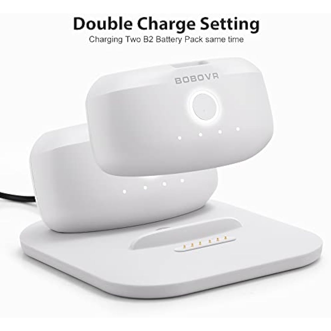 BOBOVR Twin Charger Station/Dock for B2 Battery Pack, Ultra-Thin Design, Magnetically Supply Power to 2 B2 Battery Packs at The Same Time