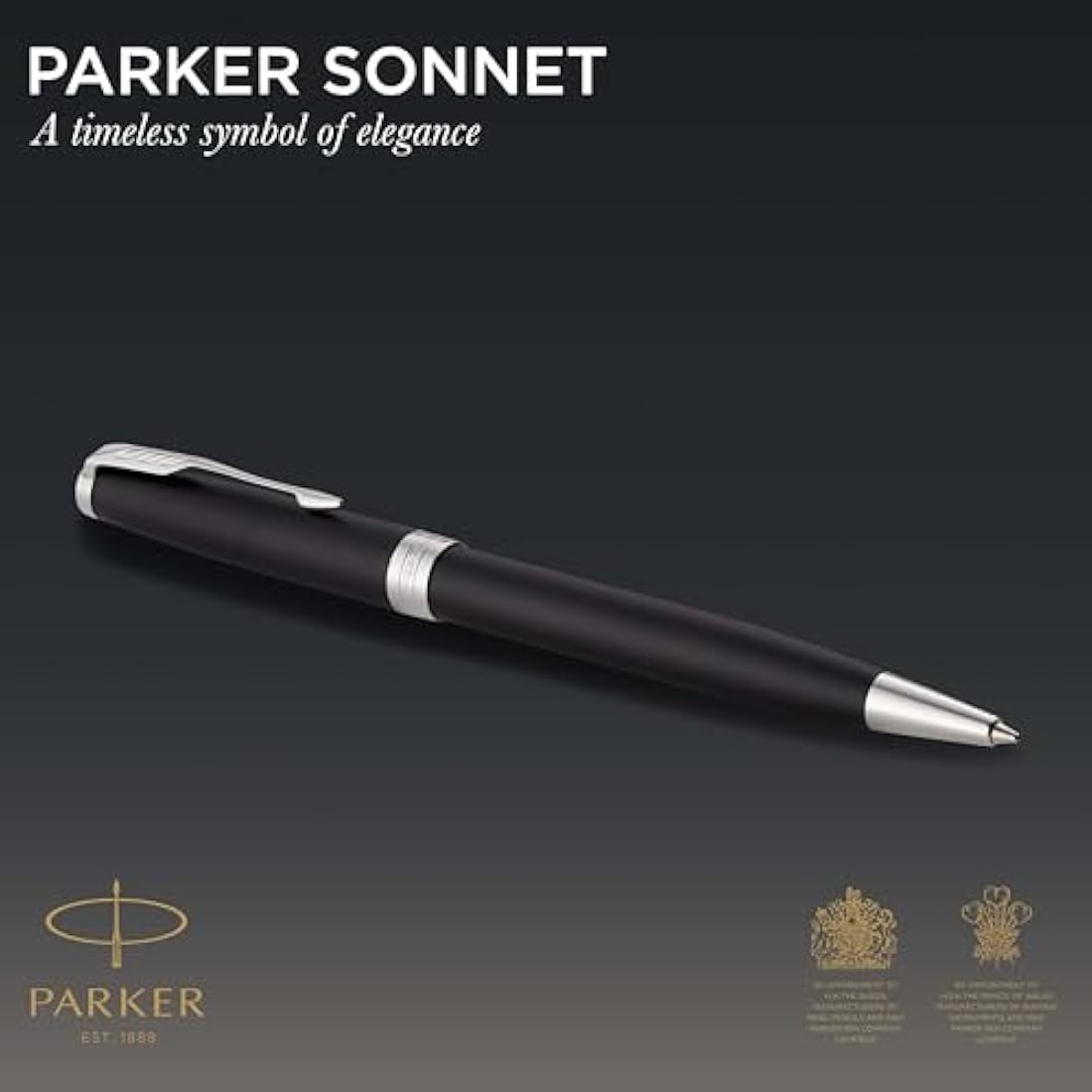 Parker Sonnet Ballpoint Pen | Matte Black Lacquer with Palladium Trim | Medium Point Black Ink | Gift Box