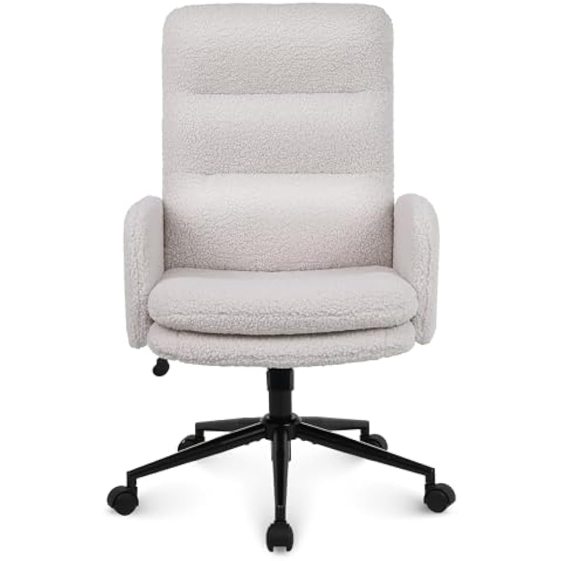 Youhauchair Desk Chair, Faux Cashmere Office Chair with High Backrest, Comfortable Desk Chairs for Bedroom, Office Chairs for Home with Adjustable Height, Cream