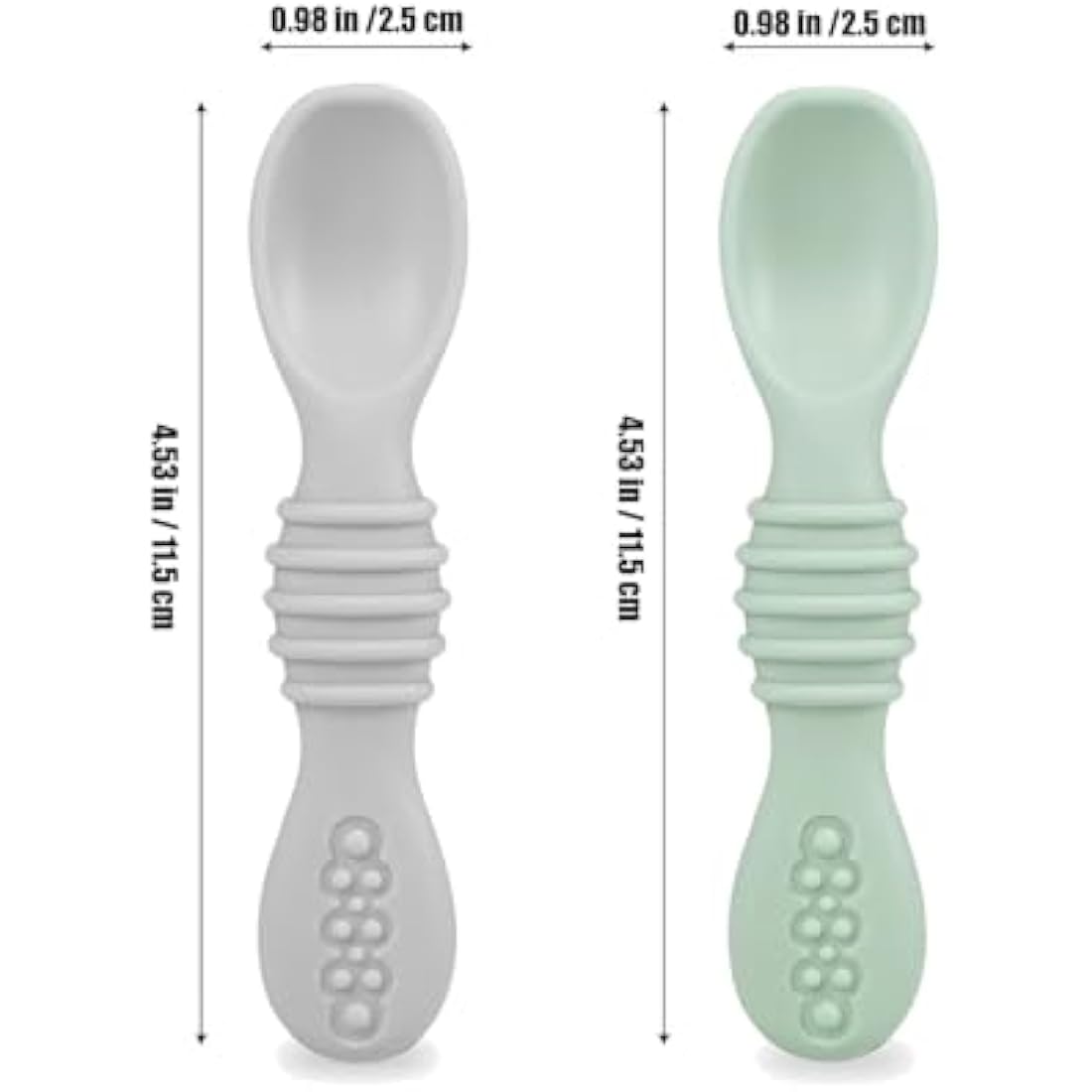 PandaEar 2-Pack Silicone Suction Plates for Babies Weaning with 2 Baby Spoons - Divided Plates for Toddlers and Kids Childrens - Unbreakable Baby Plates with Sections
