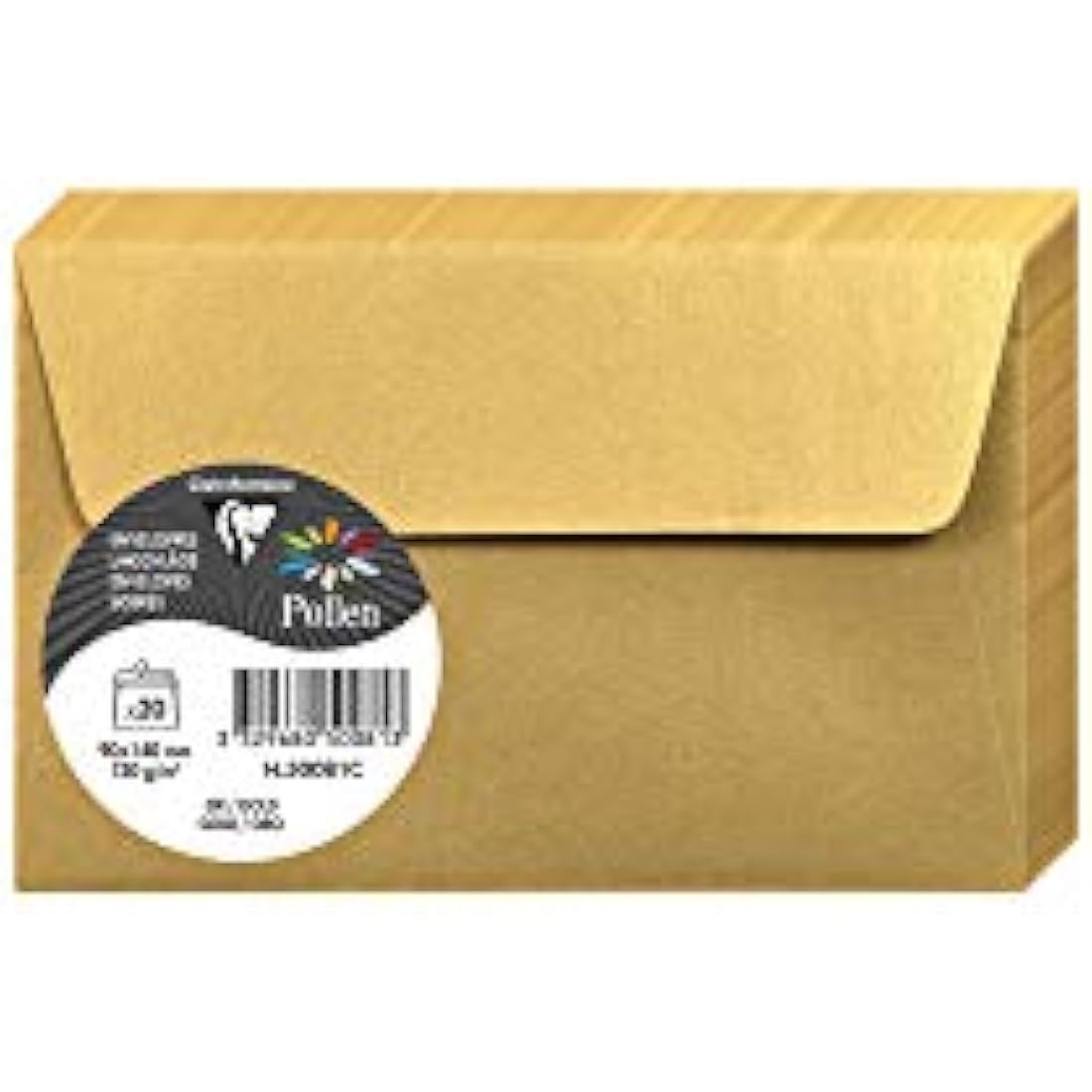 Clairefontaine - Ref 50081C - Pollen Iridescent Adhesive Envelopes (Pack of 20) - 90 x 140mm in Size, 120gsm Paper, Easy-to-Peel Adhesive Strip - Gold