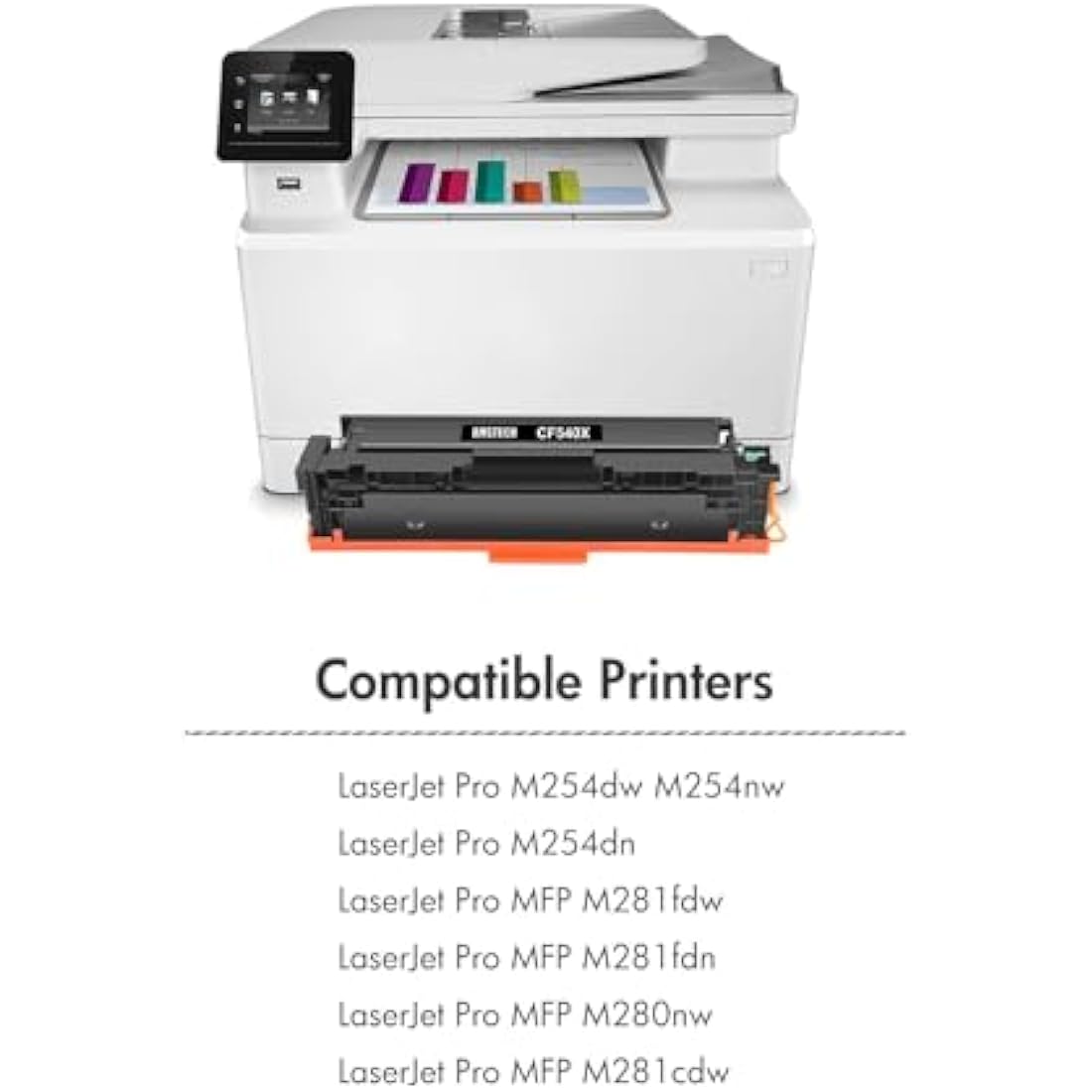 203X M281fdw M254dw Toner Cartridge: Compatible for HP 203X 203A Color Laserjet Pro MFP M281fdw M254dw M281fdn M280nw M281cdw M254nw M254dn M281 CF540X CF540A Black Cyan Yellow Magenta 4-Pack