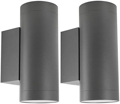 Klighten 2 pcs Outdoor Wall Light IP65 Up Down Outdoor Indoor Wall Lighting Modern Aluminum Wall Lamp for Garden Entrance Corridor Courtyard, Socket GU10, Bulb not Included, Dark Gray