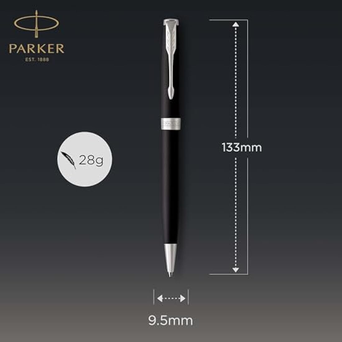 Parker Sonnet Ballpoint Pen | Matte Black Lacquer with Palladium Trim | Medium Point Black Ink | Gift Box