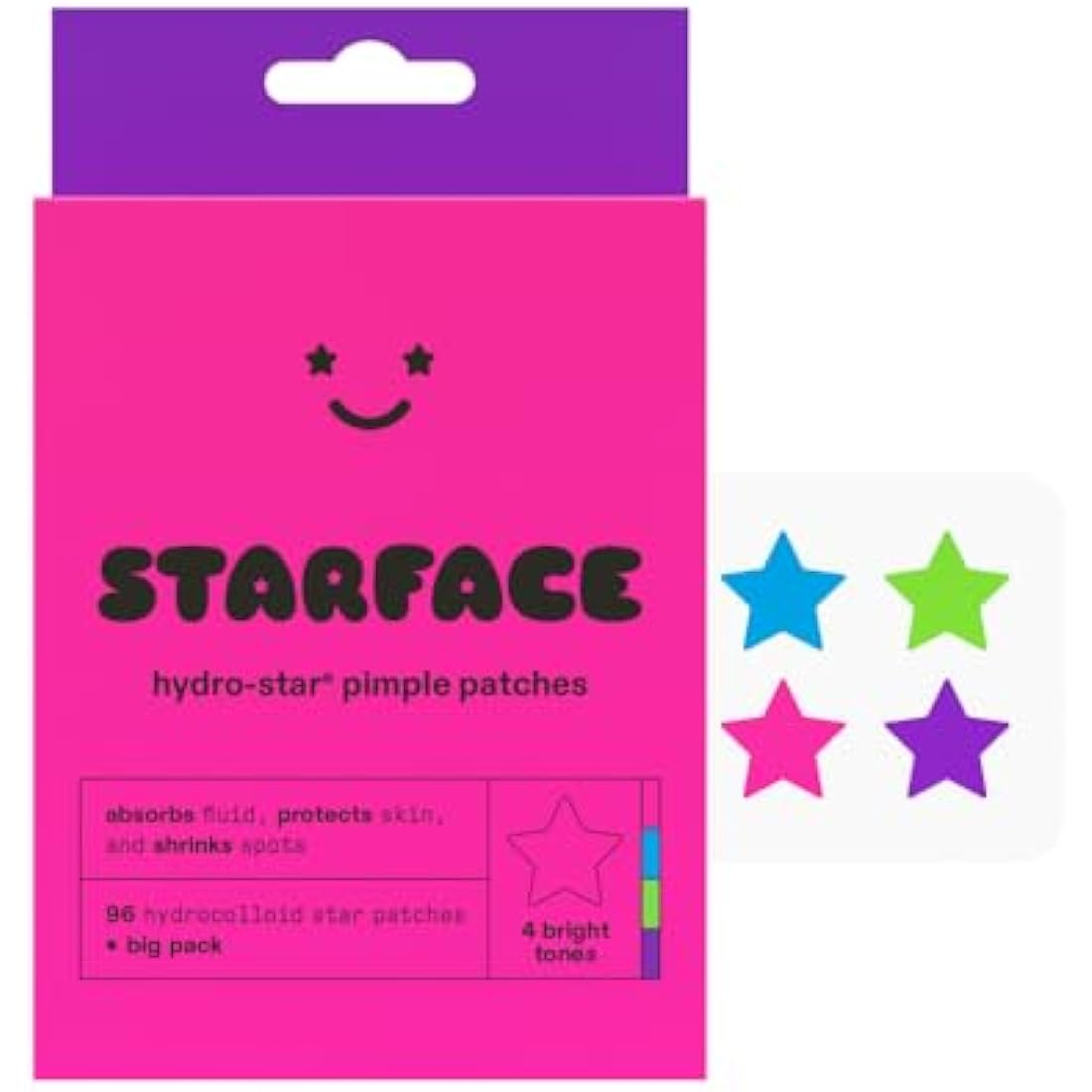 Starface World Party Pack Big Pack Hydro-Stars, Colorful Hydrocolloid Pimple Patches, Absorb Fluid and Reduce Redness, Cute Star Shape (96 Count)