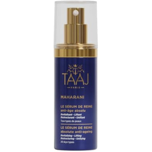 TAAJ | The Queen's serum - MAHARANI | Powerful anti-ageing actives | Deeply regenerated skin | Improved features and unified complexion | Hyaluronic acid collagen and elastin | 30 ml