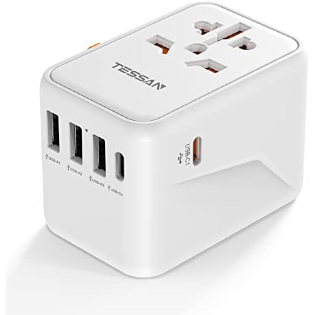 TESSAN Universal Travel Adapter Worldwide with PD 45W USB C Fast Charging, 6 in 1 Universal Plug Adaptor UK to World, International Travel Adapter for Multi Countries EU, USA, UK, AU, Thailand etc