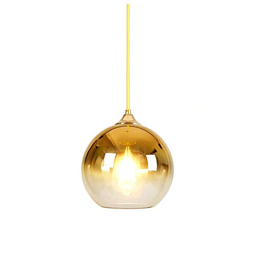 MZStech Spherical Gradient Color Glass Pendant Light Modern Glass Globe Lamp Chandelier Hanging Light (Gold, 30cm)