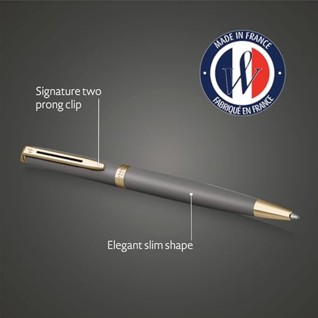 Waterman Hémisphère Ballpoint Pen | Stone Grey (The Understated Edit Collection) | Medium Point with Blue Ink | Gift Box